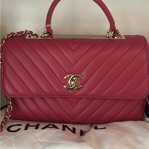Chanel Pink Chevron Leather Shoulder Bag